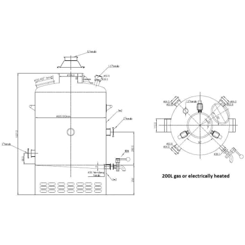 Boiler: 190 lt Stainless Steel Gas Boiler (Milk Urn Type)