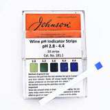 pH test strips: pH 2.8 to 4.4 for wine