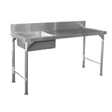 Stainless steel bottling table with basin